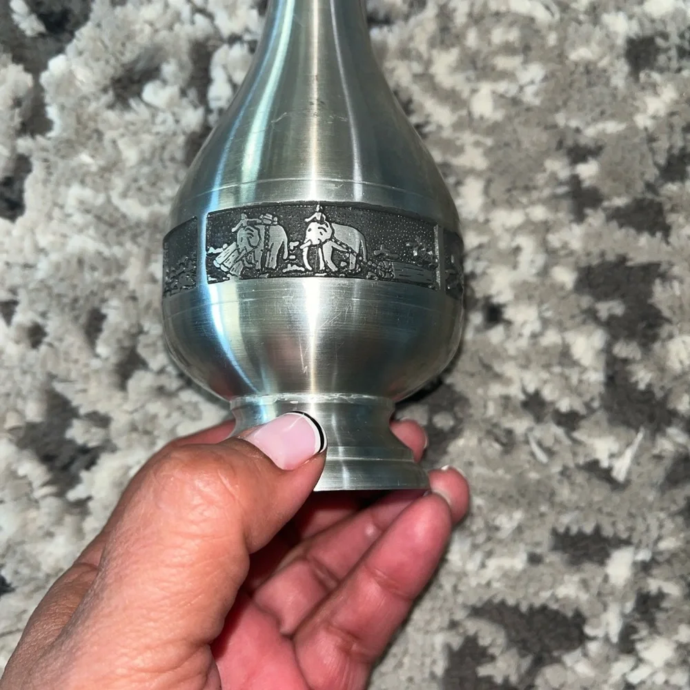 Elegant Silver Pewter Vase Thailand